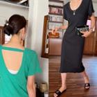 Low-back Long T-shirt Dress