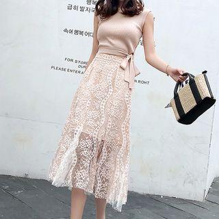 Set: Mini Tank Dress + Lace A-line Midi Skirt