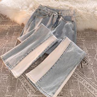 Mid Waist Patched Bootcut Jeans