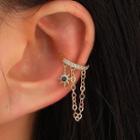 Star Rhinestone Chain Cuff Earring