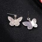 925 Sterling Silver Rhinestone Butterfly Dangle Earring