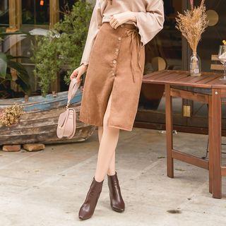 Single-breast Bow-tied Midi Skirt