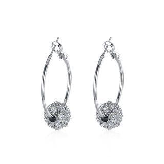 Fashion Elegant Geometric Round Cubic Zircon Earrings Silver - One Size