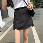 High-waist Asymmetric Plain Skirt