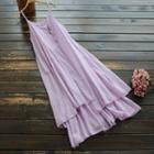 Mock Two-piece Spaghetti Strap A-line Midi Dress