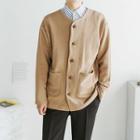 Plus Size V-neck Cotton Cardigan