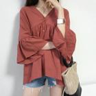 V-neck A-line Blouse