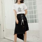 Lace-up Irregular Hem Midi Skirt