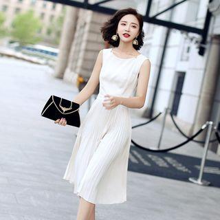 Lace Back Sleeveless Midi A-line Dress