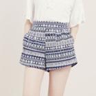 Pleated Patterned Shorts