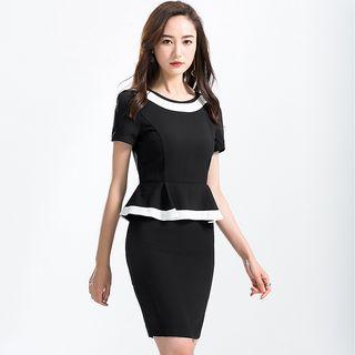 Panel Peplum Short-sleeve Dress
