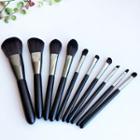 Set Of 10: Makeup Brush With Pouch - Black - One Size