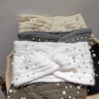 Faux Pearl Yarn Face Wash Headband