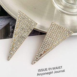 Triangle Rhinestone Earring 1 Pair - Gold - One Size