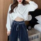 Twisted Cropped Pullover / Wide-leg Velvet Pants