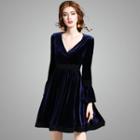 Flare-sleeve V-neck A-line Dress