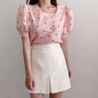 Cherry Short-sleeve Top / A-line Skirt / Set