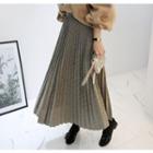 Pleated Metallic Long Skirt