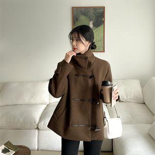 Plus Size Collared Toggle-button Coat