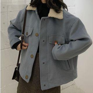 Faux Shearling Collar Buttoned Jacket