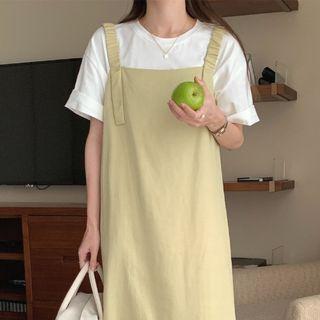Sleeveless Square Neck Plain Midi Dress