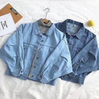 Double-pocket Single-breasted Long-sleeve Denim Jacket