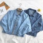 Double-pocket Single-breasted Long-sleeve Denim Jacket