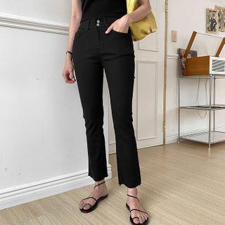 Double-button Straight-cut Pants