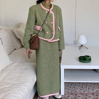 Set: Asymmetrical Double Breasted Jacket + Skirt