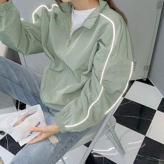 Plus Size Reflective-trim Windbreaker