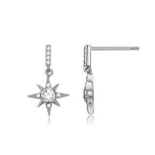 925 Sterling Silver Fashion Bright Star Cubic Zirconia Earrings Silver - One Size