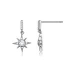 925 Sterling Silver Fashion Bright Star Cubic Zirconia Earrings Silver - One Size