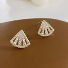 Rhinestone Fan Ear Stud 1 Pair - Gold - One Size