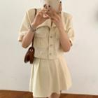 Pocketed Short-sleeve Shirt / A-line Skirt