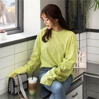 Round-neck Shirred T-shirt
