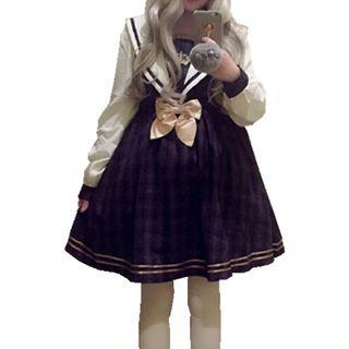 Long-sleeve Plaid Mini A-line Lolita Dress