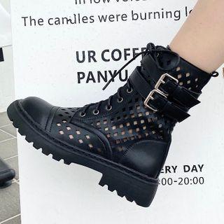 Cut Out Lace Up Short Boots