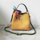 Bucket Bag With Patterned Scarf