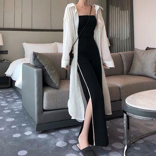 Plain Long Shirt / Camisole Top / Wide-leg Pants