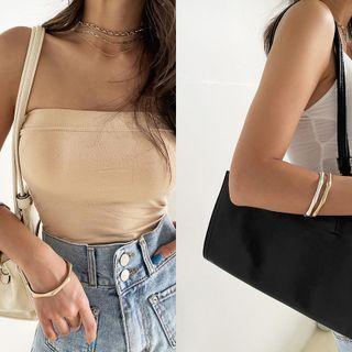 Pocket Pleather Shoulder Bag