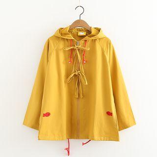 Applique Lace-up Hooded Jacket