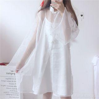 Set: Buttoned Light Jacket + Spaghetti Strap Dress