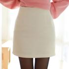 Ribbed A-line Miniskirt