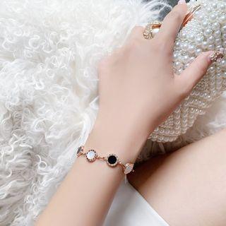 Nacre Roman Numerals Ring Bracelet Rose Gold - One Size