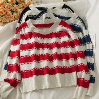 Striped Slim-fit Crop Knit Top