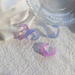 Plaid Acrylic Open Square Earring
