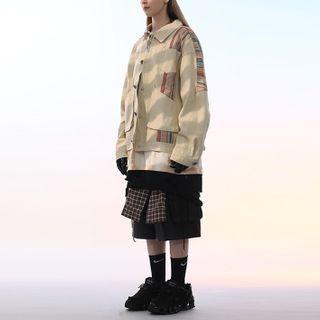 Stripe Panel Shirt Jacket