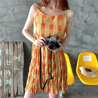 Check Mini Spaghetti Strap Dress As Shown In Figure - One Size