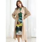 Wide-lapel Flared Long Trench Coat