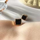 Alloy Square Earring 1 Pair - Black & Gold - One Size